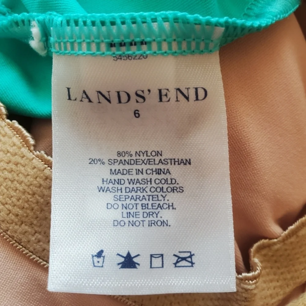 Lands' End Women's Turquoise Underwire Ruffle Tankini Swimsuit Top Swim Separate